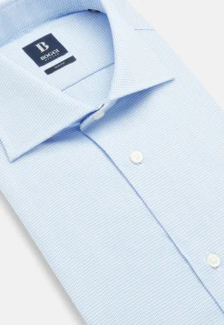 Chemises Habillées-Boggi Milano Chemise En Sergé De Coton Slim Fit Bleu clair