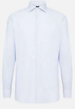 Chemises Habillées-Boggi Milano Chemise En Sergé De Coton Regular Fit Bleu clair