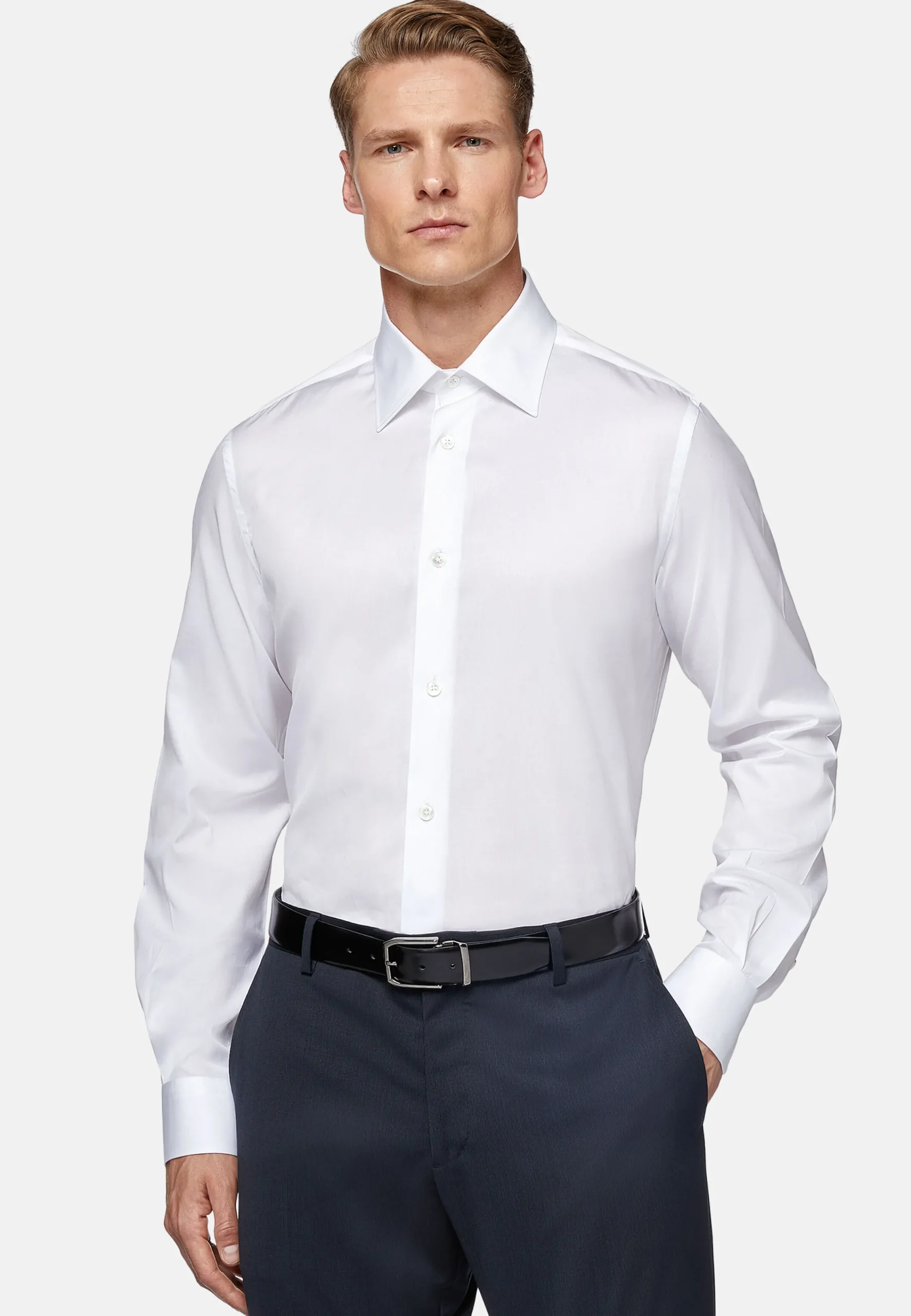 Chemises Habillées-Boggi Milano Chemise En Sergé De Coton Regular Fit Blanc