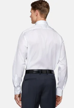 Chemises Habillées-Boggi Milano Chemise En Sergé De Coton Regular Fit Blanc