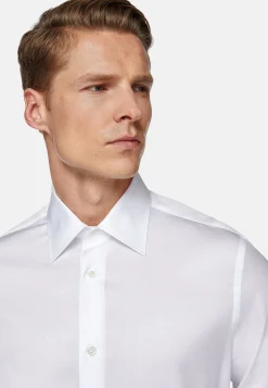 Chemises Habillées-Boggi Milano Chemise En Sergé De Coton Regular Fit Blanc