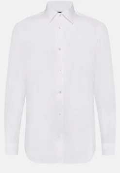 Chemises Habillées-Boggi Milano Chemise En Sergé De Coton Regular Fit Blanc