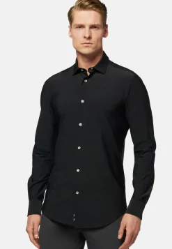 Chemises Décontractée-Boggi Milano Chemise Noire En Nylon Stretch Slim Fit