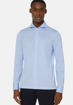 Chemises Polo-Boggi Milano Chemise Polo En Piqué Fil D'Écosse Coupe Slim Bleu clair
