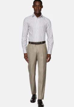 Chemises Habillées-Boggi Milano Chemise Rayée En Coton Dobby Regular Fit Marron