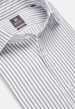 Chemises Habillées-Boggi Milano Chemise Rayée En Coton Dobby Regular Fit Marron