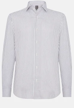 Chemises Habillées-Boggi Milano Chemise Rayée En Coton Dobby Regular Fit Marron