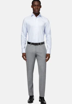 Chemises Habillées-Boggi Milano Chemise Rayée En Coton Dobby Regular Fit Bleu clair