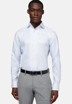 Chemises Habillées-Boggi Milano Chemise Rayée En Coton Dobby Regular Fit Bleu clair