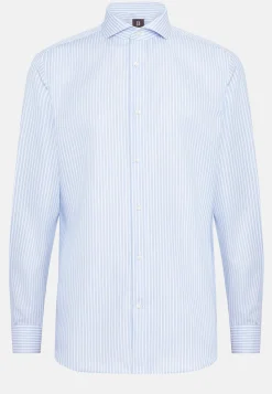 Chemises Habillées-Boggi Milano Chemise Rayée En Coton Dobby Regular Fit Bleu clair