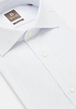 Chemises Habillées-Boggi Milano Chemise Rayée En Coton Dobby Regular Fit Bleu clair