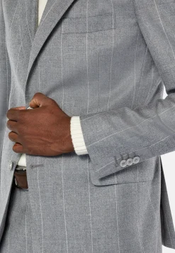 Costumes-Boggi Milano Costume À Fines Rayures En Pure Laine Gris