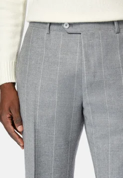 Costumes-Boggi Milano Costume À Fines Rayures En Pure Laine Gris