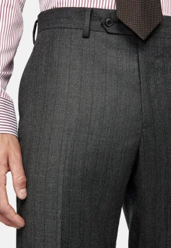 Costumes-Boggi Milano Costume Anthracite À Fines Rayures En Pure Laine Charbon