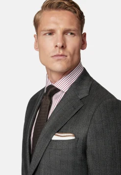 Costumes-Boggi Milano Costume Anthracite À Fines Rayures En Pure Laine Charbon