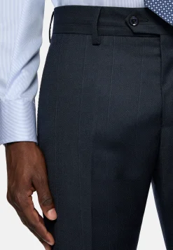 Costumes-Boggi Milano Costume À Fines Rayures En Pure Laine bleu marine