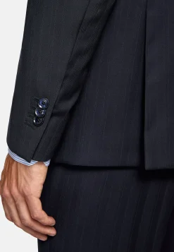 Costumes-Boggi Milano Costume À Fines Rayures En Pure Laine bleu marine