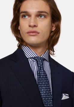 Costumes-Boggi Milano Costume À Fines Rayures En Pure Laine bleu marine