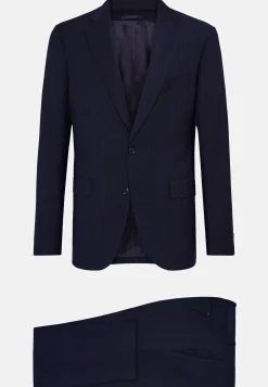 Costumes-Boggi Milano Costume À Fines Rayures En Pure Laine bleu marine
