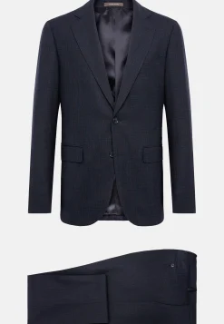 Costumes-Boggi Milano Costume Bleu Marine À Micromotif En Laine