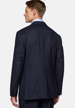 Costumes-Boggi Milano Costume Bleu Marine À Micromotif En Laine