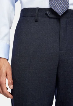 Costumes-Boggi Milano Costume Bleu Marine À Micromotif En Laine