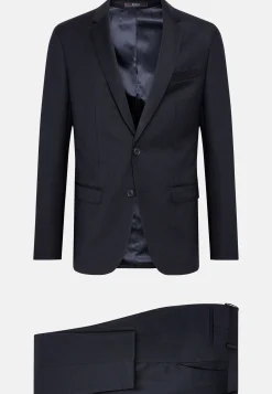 Costumes-Boggi Milano Costume À Micro Chevrons En Laine Extensible bleu marine