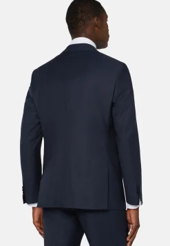 Costumes-Boggi Milano Costume À Micromotif En Pure Laine bleu marine