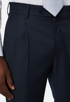 Costumes-Boggi Milano Costume À Micromotif En Pure Laine bleu marine