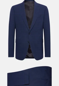 Costumes-Boggi Milano Costume Prince-De-Galles En Laine Super 130 bleu marine