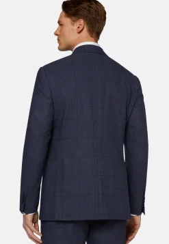 Costumes-Boggi Milano Costume Prince-De-Galles En Pure Laine Bleu