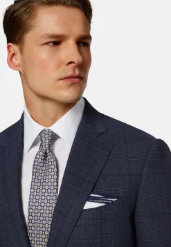 Costumes-Boggi Milano Costume Prince-De-Galles En Pure Laine Bleu