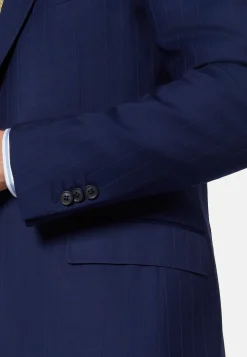 Costumes-Boggi Milano Costume Bleu Roi À Fines Rayures En Pure Laine Super 130 Bleu royal