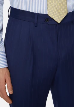 Costumes-Boggi Milano Costume Bleu Roi À Fines Rayures En Pure Laine Super 130 Bleu royal