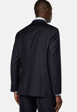 Costumes-Boggi Milano Costume Croisé À Chevrons En Pure Laine bleu marine