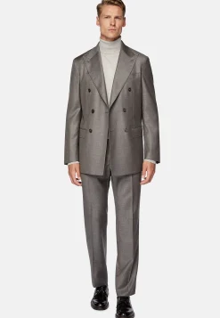 Costumes-Boggi Milano Costume Croisé Gris Tourterelle En Pure Laine Taupe