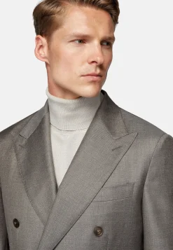 Costumes-Boggi Milano Costume Croisé Gris Tourterelle En Pure Laine Taupe