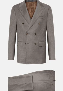 Costumes-Boggi Milano Costume Croisé Gris Tourterelle En Pure Laine Taupe