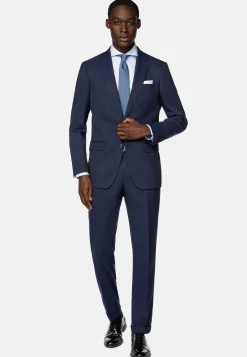 Costumes-Boggi Milano Costume En Laine Extensible bleu marine