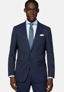 Costumes-Boggi Milano Costume En Laine Extensible bleu marine