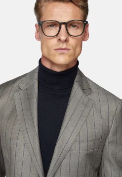 Costumes-Boggi Milano Costume Gris Tourterelle À Fines Rayures En Pure Laine Taupe