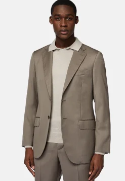 Costumes-Boggi Milano Costume Gris Tourterelle À Chevrons En Pure Laine Taupe