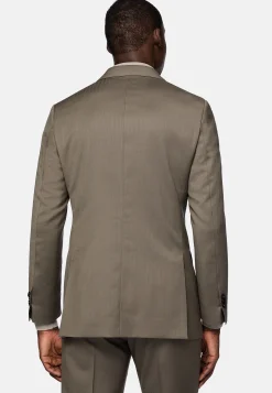 Costumes-Boggi Milano Costume Gris Tourterelle À Chevrons En Pure Laine Taupe