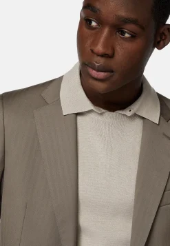 Costumes-Boggi Milano Costume Gris Tourterelle À Chevrons En Pure Laine Taupe