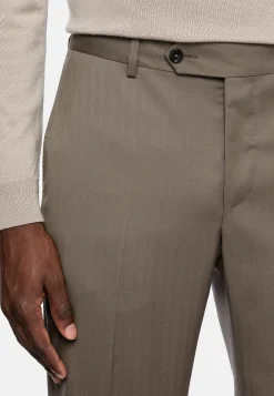 Costumes-Boggi Milano Costume Gris Tourterelle À Chevrons En Pure Laine Taupe