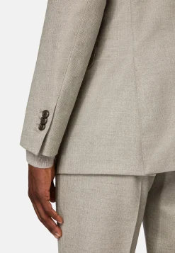 Costumes-Boggi Milano Costume Gris Tourterelle À Chevrons En Pure Laine Taupe