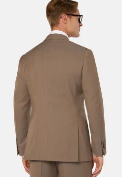 Costumes-Boggi Milano Costume Gris Tourterelle Motif À Chevrons En Pure Laine Super 130 Taupe