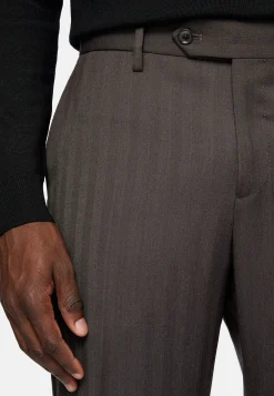 Costumes-Boggi Milano Costume Foncé À Chevrons En Pure Laine Super 130 Marron