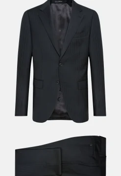 Costumes-Boggi Milano Costume À Chevrons En Pure Laine Noir