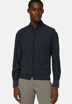 Tricots-Boggi Milano Gilet En Maille Recyclée Et Jersey Technique bleu marine